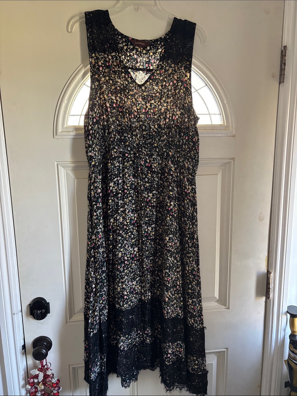 Ranna Gill Black Floral Dress with Pink and Yellow Blooms